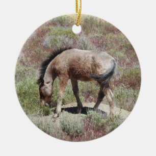 Wildlife ornament, wild horse, wildlife, nature ceramic tree decoration