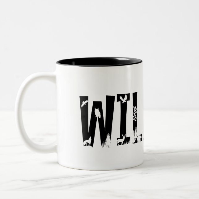 Wildlife Outdoors Animals Nature Forest Typography Two-Tone Coffee Mug (Left)