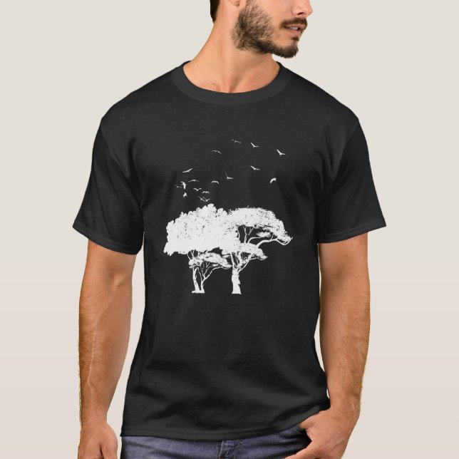 Wildlife Outdoors Nature Trees Flock Of Birds Fore T-Shirt (Front)