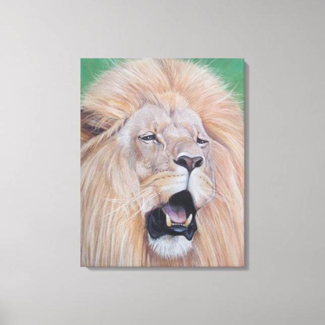 wildlife painting of lion roaring big cat art canvas print (Front)