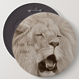 wildlife painting of lion roaring big cats  6 cm round badge