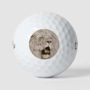 wildlife painting of lion roaring big cats golf balls