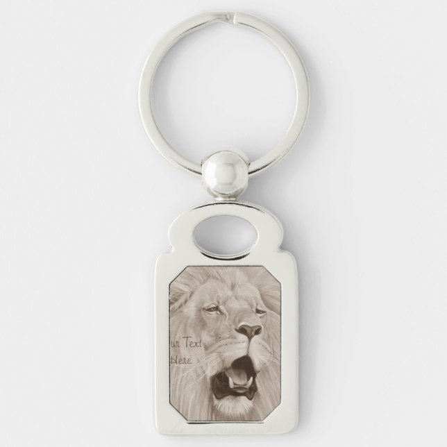 wildlife painting of lion roaring big cats  key ring (Front)