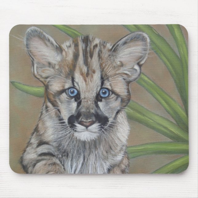 wildlife picture of big cat cougar kitten mouse mat (Front)