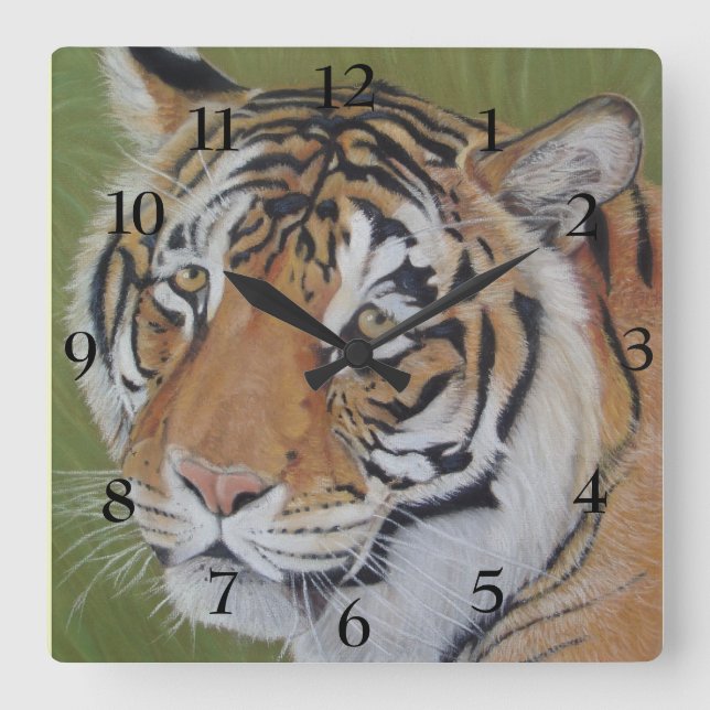 wildlife picture of big cat tiger square wall clock (Front)