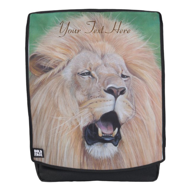 wildlife picture of Lion roaring big cat Backpack (Front)