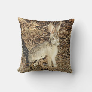 Wildlife pillow, jackrabbit cushion