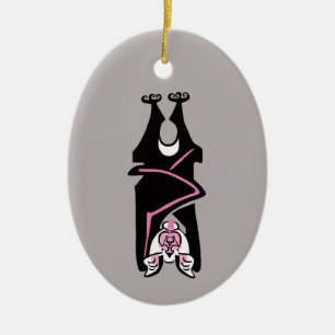 Wildlife - Pink & black  BAT - Halloween - Goth - Ceramic Tree Decoration