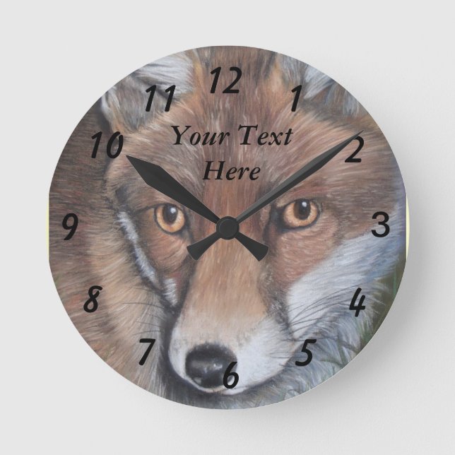 wildlife portrait picture of red fox round clock (Front)