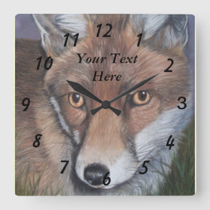 wildlife portrait picture of red fox square wall clock
