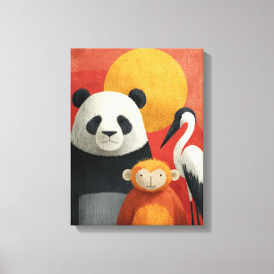 Wildlife Portrait   Whimsical Trio Canvas Print