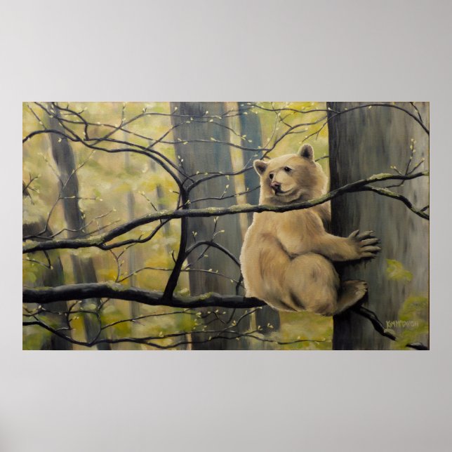 Wildlife Prints Canadian Kermode Bear Painting (Front)