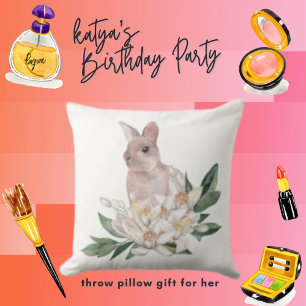Wildlife Rabbit And Flowers Cushion