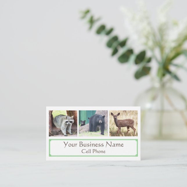 Wildlife Racoon Black Bear Cub Deer Animal Lover  Business Card (Standing Front)