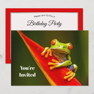 Wildlife Red Eyed Tree Frog Photo Birthday Invitation