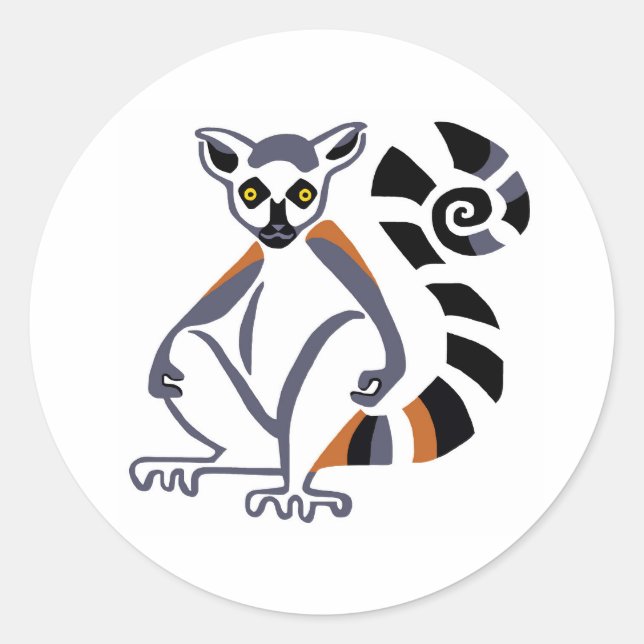 Wildlife -Ring-tailed LEMUR- Madagascar-Primate Classic Round Sticker (Front)