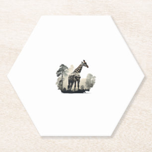 Wildlife Safari Adventure - Giraffe in Forest Paper Coaster