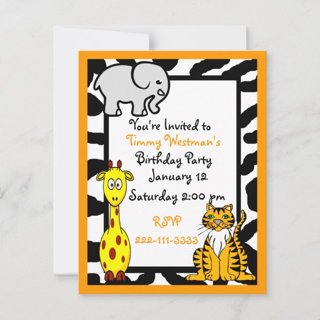 Wildlife Safari Birthday Invitation (Front)