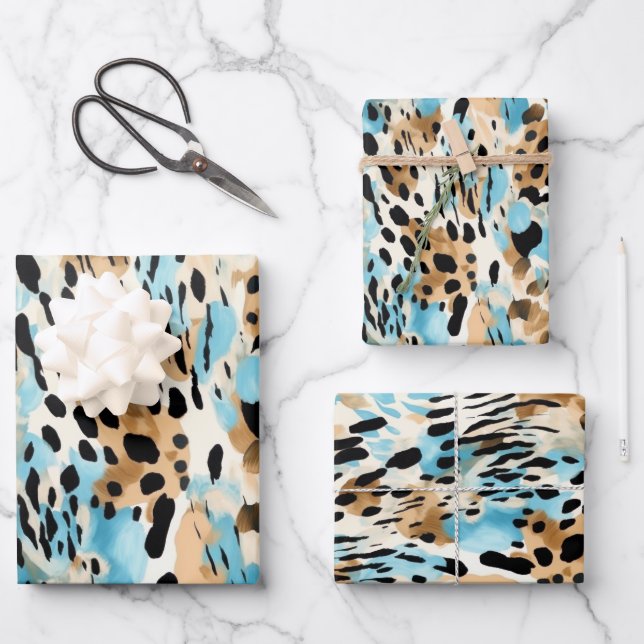 Wildlife Safari Furs Prints Patterns Exotic Jungle Wrapping Paper Sheet (Front)