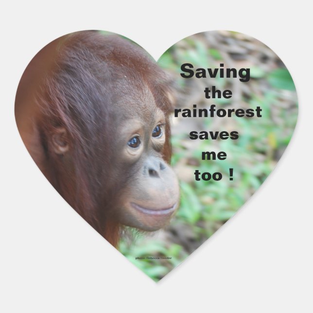 Wildlife: Save rainforest & animals Heart Sticker (Front)