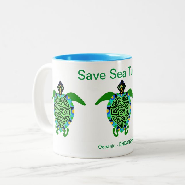Wildlife -  Save Sea TURTLES- Animal lover - Two-Tone Coffee Mug (Front Left)