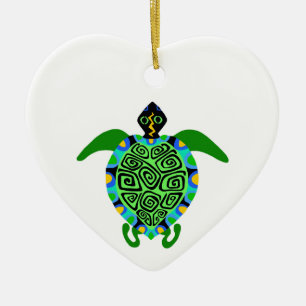 Wildlife - Sea TURTLE -Animal lover -Nature -Heart Ceramic Tree Decoration