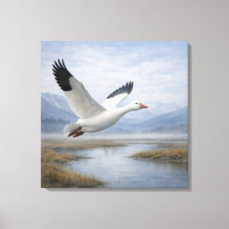 Wildlife Snow Goose Flying Tundra Wetlands Canvas Print