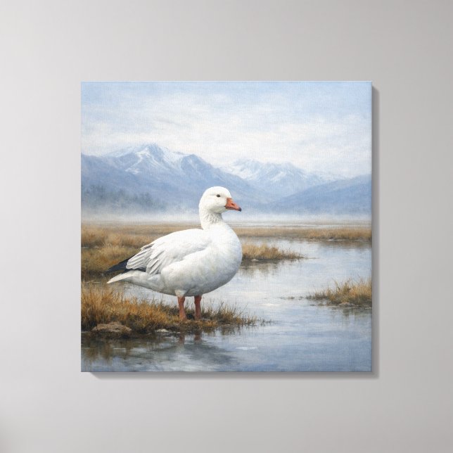 Wildlife Snow Goose Tundra Marsh Canvas Print (Front)