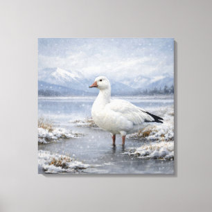 Wildlife Snow Goose Winter Snowfall Canvas Print