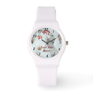 wildlife snow scene with cute field mouse watch