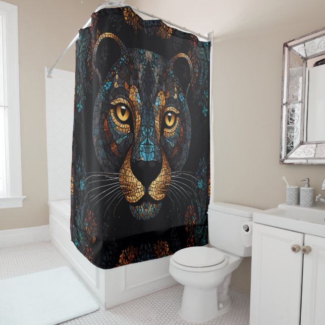 Wildlife Stained Glass Mosaic Collection Shower Curtain (In Situ)