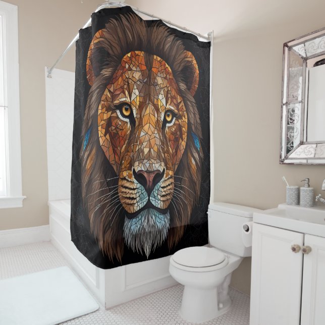 Wildlife Stained Glass Mosaic Collection Shower Curtain (In Situ)