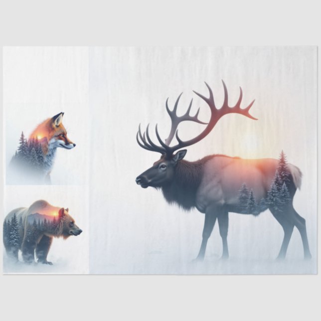 wildlife sunset double exposure bundle tissue paper (Front)
