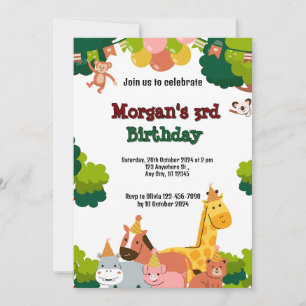 wildlife theme birthday Invitation