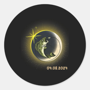 Wildlife Total Solar Eclipse 2024 Fishing Solar Ec Classic Round Sticker