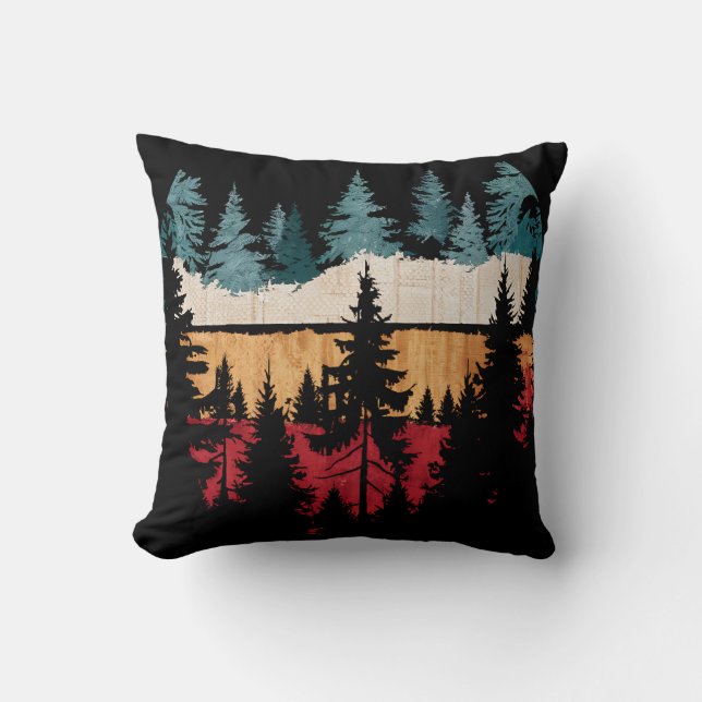  Wildlife Trees Outdoors Nature Retro Forest Cushion (Front)