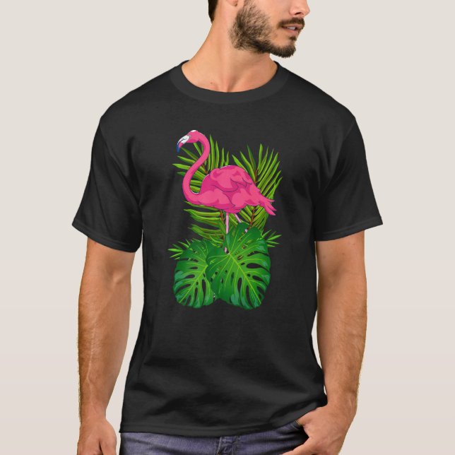 Wildlife Tropical Animal Exotic Bird Lover Pink Fl T-Shirt (Front)