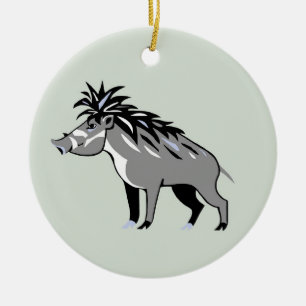 Wildlife - Warty PIG - Endangered animal - Warthog Ceramic Tree Decoration