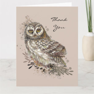 Wildlife Watercolor Art Nature, Owl, Bird Card