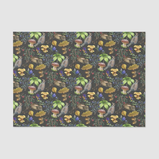 Wildlife, Wild Mushrooms and Berries Nature Tissue Paper (Front)