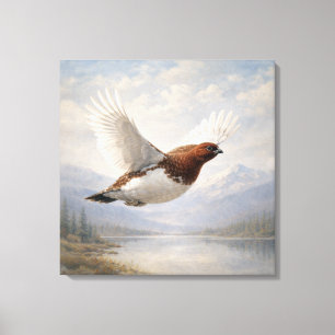 Wildlife Willow Ptarmigan in Flight Canvas Print