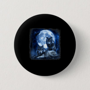 Wildlife wolf howling moon forest nature wild 6 cm round badge