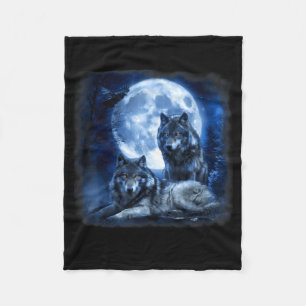 Wildlife wolf howling moon forest nature wild fleece blanket