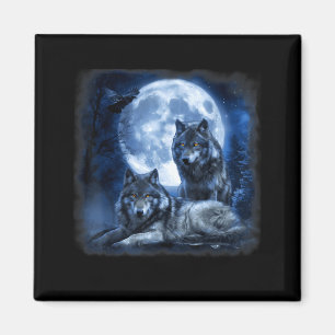 Wildlife Wolf Howling Moon Forest Nature Wild Magnet