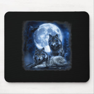 Wildlife Wolf Howling Moon Forest Nature Wild Mouse Mat