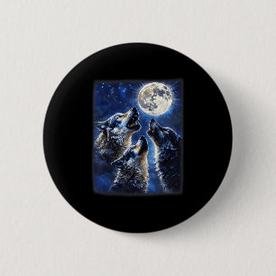 Wildlife Wolves Lovers Wolf Howling At The Moon Me 6 Cm Round Badge