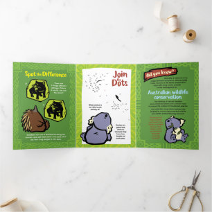 Wildlife Wombat Puzzle Greeting Card Trifold 