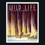 Wildlife WPA Poster (Deer)<br><div class="desc">Bold graphic posters produced by the WPA (1936-43) as part of FDR's New Deal to publicise tourism. Vintage National Park posters look great on National Park T-Shirts, posters, greeting cards, & more. This Wild Life design features a deer drinking at a pool.</div>