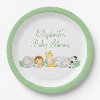 Wildly chic jungle baby shower paper plate