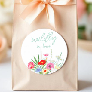 Wildly In Love Bridal Shower Classic Round Sticker